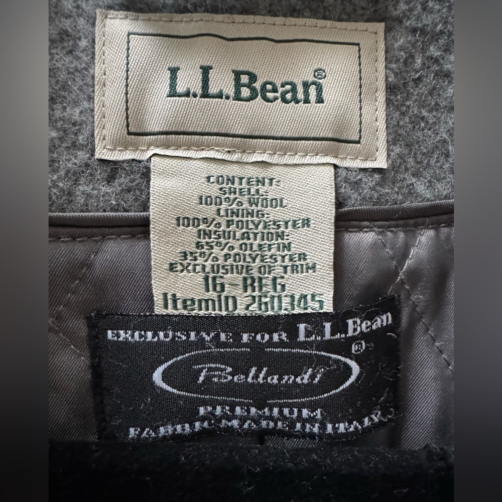 L.L. Bean 16 Classic Lambswool Peacoat, Heather Grey - Picture 3 of 6